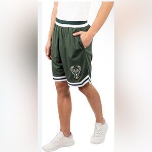 NBA Men's Dark Green Basketball Shorts with White Trim